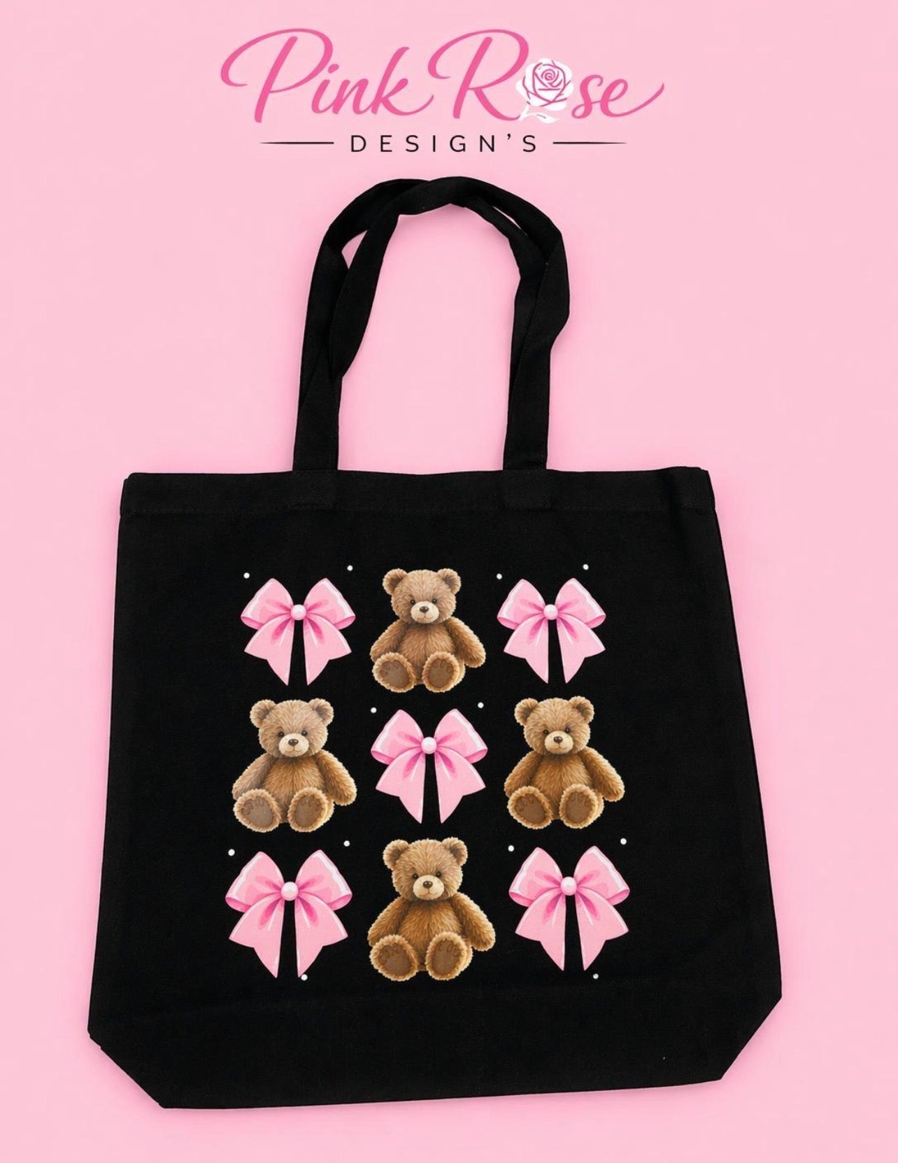 Stocking bag with bow and teddy bear designs