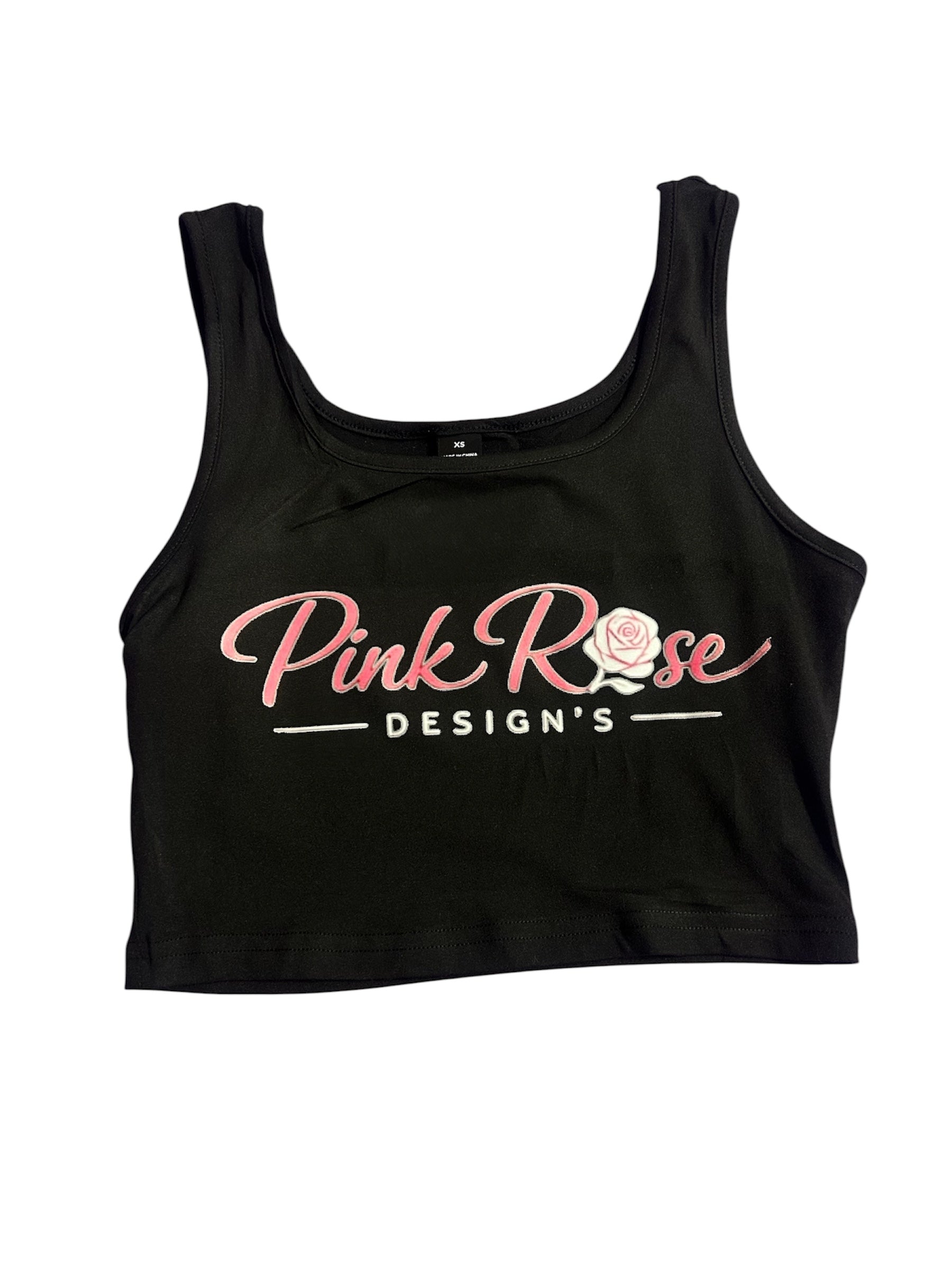 Black cropped T-shirt (XS) featuring a design by Pink Rose Designs